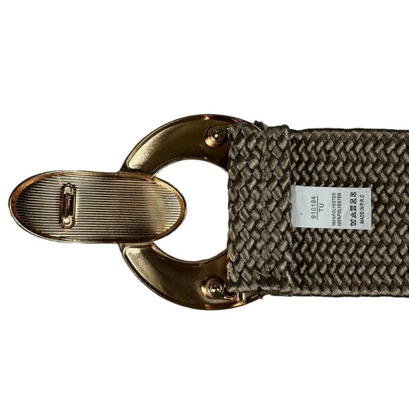 Wide Stretchable Elastic Waist Belt With Metal Double Gold Bucket - Picture 4 of 13